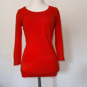 ✨ New York & Company Bright Orange Ribbed Knit Sweater – Size XS
